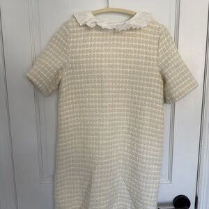 Charming Cream Dress with Ruffled Collar